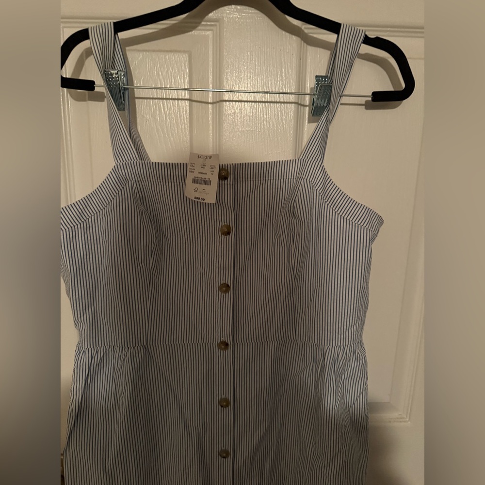 J.Crew Blue and White Pinstripe Dress Size 12 NWT
